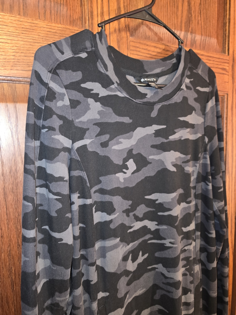 Athleta Black & Gray Camo Long Sleeve Dress